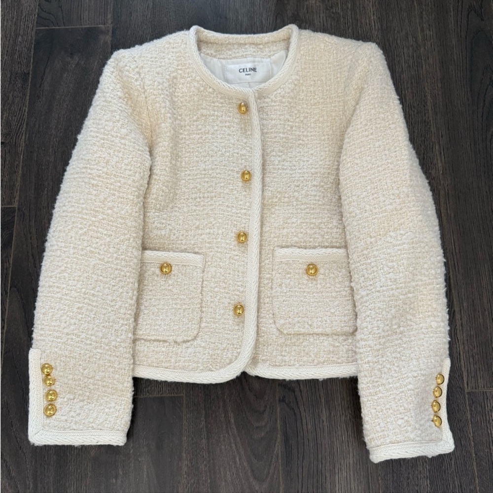 Authentic Celine Ivory/light beige Wool Cashmere Coat,EU 38, Brand New Condition